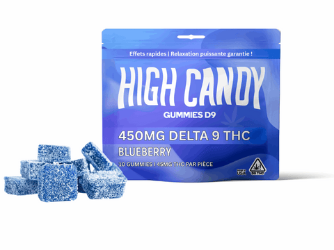 Gummies THC 45 mg goût Blueberry – 100 % naturels, vegan, sans synthèse – Made in USA – 100% Légal en France – HighCandy.fr