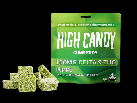 Gummies THC 15 mg goût Pomme – 100 % naturels, vegan, sans synthèse – Made in USA – 100% Légal en France – HighCandy.fr