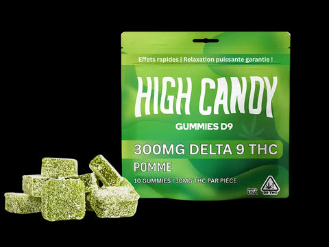 Gummies THC 30 mg goût Pomme – 100 % naturels, vegan, sans synthèse – Made in USA – 100% Légal en France – HighCandy.fr